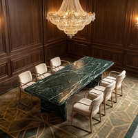 Table à manger rectangulaire en marbre vert Alpi, pieds en forme de Z, table à dîner en marbre vert foncé naturel de luxe, taille personnalisée