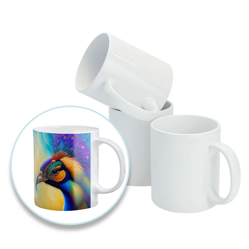 Großhandel AAA Top Qualität individuelles Logo Sublimationsbecher 11 Unzen weiß Sublimation Blanks Tee Kaffee Becher Keramik individuelles Logo