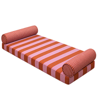 Ensemble de coussins de siège de fenêtre intérieurs doux, rayés orange et rose, avec housse amovible, pour appartement, véranda et maison d'hôtes