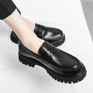 Chaussures de <span class=keywords><strong>Mariage</strong></span> Formelles Noires à Semelle Épaisse Confortables à Enfiler en Cuir Verni Durables pour <span class=keywords><strong>Homme</strong></span> – Mocassins Penny - Product Image 2