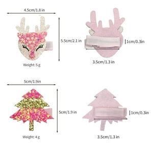 Nouvelles pinces à cheveux pour enfants motif sapin de Noël scintillant, avec nœud de Noël et bois de cerf 3D, modèle 2026, très vendues - Product Image 5