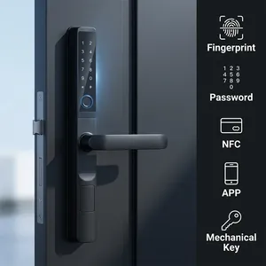 قفل باب ذكي خارجي مقاوم للماء IP68 من Vertexis مع بصمة الإصبع وتقنية Tuya TTLOCK BLE للأبواب الضيقة المصنوعة من الألومنيوم والخشب - Product Image 3