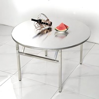 Table ronde pliante légère en acier inoxydable, portable, pour jardin, extérieur, pique-nique, patio, cour, camping-car et camping