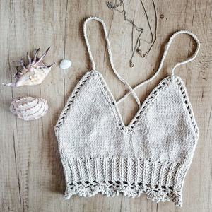 Haut de bikini bohème personnalisé à franges, crocheté, sexy, fait main, tricoté, maillot de bain fitness, tenue de plage, avec décoration en strass pour femme - Product Image 2