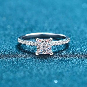 <b>14k</b> Real White <b>Gold</b> 1 Carat Solitaire Moissanite Stone Pave Setting Diamond Engagement Band Wedding <b>Ring</b> - Product Image 3