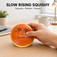 Jouet Squishy en forme de chignon rond SweetBuns à remontée lente, motif vache, anti-stress, à presser et à restaurer, compagnon de bureau
