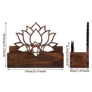 Organizador de Oficina de Madera con Forma de Flor de Loto, Porta Tarjetas de Visita, Soporte de Exhibición para Escritorio - Product Image 3