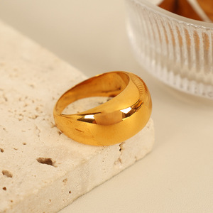 European American Style Minimalist Gold Plated <b>Titanium</b> Steel <b>Ring</b> Geometric U Shape Unisex Fashion Jewelry Gift Index Finger - Product Image 1