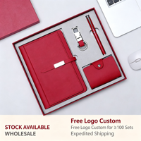 Ensemble Cadeau Personnalisable Créatif Style Affaires : Carnet, Porte-cartes, Bloc-notes, Porte-clés (Quatre Pièces au Total) Qualité Bancaire