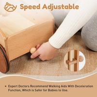 Marchette à pousser en bois pour activité éducative pour bébé avec go cart enfant en bas âge naturel et jouets à tirer cadeau wagon pour garçon fille 1-3