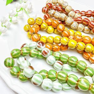 Round Ceramic Beads Pumpkin Beaded Retro Smooth Handmade Straight Hole DIY Bracelets <b>Accessories</b> - Product Image 3