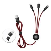 Câble Micro USB Type-C 3-en-1 en nylon tressé et aluminium de haute qualité, charge rapide 3A, avec conducteur en cuivre pur et logo LED