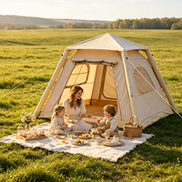 Compact 4.6 ㎡   Tente de glamping gonflable avec doubles portes et fenêtres, tente respirante 300D Ridge Air pour couples, installation rapide, OEM