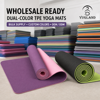 Tapis de yoga Yugaland ESG durable en TPE bicolore avec logo personnalisé, antidérapant, pour le bien-être, vente en gros - Yugaland