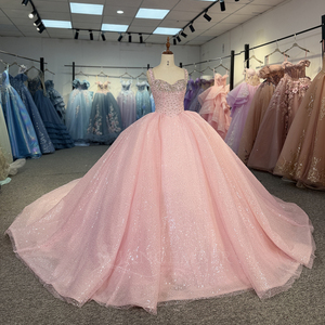 Vestido de Quinceañera Rosa Dy20302, con Apliques, de Chifón Brillante, Largo hasta el Suelo, Estilo Princesa, Antiestático - Product Image 4