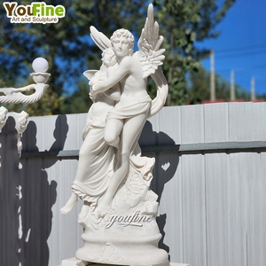 Sculpture de Cupidon et <span class=keywords><strong>Psyché</strong></span> en marbre blanc grandeur nature YOUFINE pour l'extérieur, personnalisée pour le jardin - Product Image 3