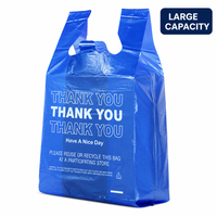 Sacs de courses bleus en PEHD recyclables, style gilet, avec impression 'Thank You' et 'Have a Nice Day', à soufflets latéraux, pour chaussures et chaussettes en vrac