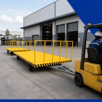 Chariot de transport robuste en fer pour atelier, à quatre roues directionnelles, plateforme de transfert logistique à plateau, remorque de remorquage