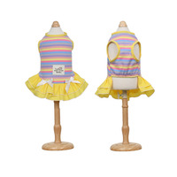 Robe sans manches rayée arc-en-ciel pour animaux de compagnie, robe d'été pour chien avec nœud pour l'extérieur