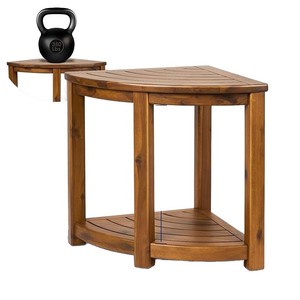 Taburete de baño Kaijia de madera maciza con estante para artículos de aseo y toallas, unidad de almacenamiento esquinera - Product Image 2