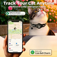 Collier réfléchissant détachable pour chat avec clochette, traceur GPS intelligent Bluetooth pour animaux de compagnie, positionnement en temps réel via application, localisateur anti-perte pour la sécurité du chat