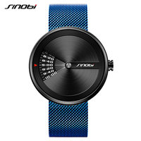 Montre à quartz pour homme SINOBI, cadran créatif en forme de roue, 43 mm, montre analogique ronde, bracelet en acier inoxydable, 3 BAR étanche