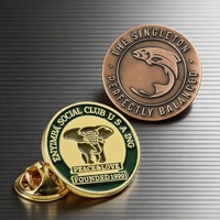 Wowfree Pin's en alliage de zinc émaillé, badge de drapeau moderne en métal, rond, avec logo poisson, finition électroplaquée et peinture au four, cadeau avec gravure