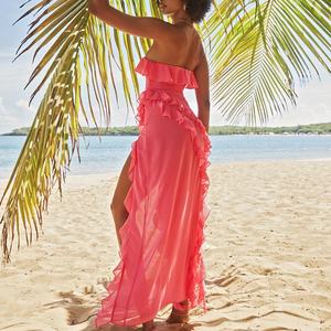 Vestido Maxi con Volantes Color Fucsia, Vestidos Elegantes para Mujer, Vestidos Casuales de Alta Gama para Cena - Product Image 6