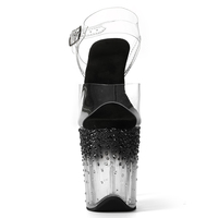 Chaussures de pole dance OEM 8 pouces à plateforme transparente avec strass dégradés, talons en PVC transparent pour performance scénique
