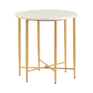 Table console moderne en laiton poli avec plateau en marbre, élégante, en métal, pour salon, chambre à coucher, salon, hôtel, design d'intérieur haut de gamme - Product Image 1
