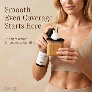 Pinceau auto-bronzant en bambou ultra-doux avec logo personnalisé, pinceau kabuki pour <span class=keywords><strong>le</strong></span> visage et <span class=keywords><strong>le</strong></span> corps, pinceau de maquillage sans traces, applicateur de bronzage pour estomper <span class=keywords><strong>le</strong></span> fond de teint - Product Image 4
