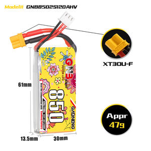 แบตเตอรี่ลิโพ GNB 2S 3S 4S 6S สำหรับโดรน ความจุ 650mAh 850mAh แรงดัน 7.6V <span class=keywords><strong>11.4V</strong></span> 15.2V 22.8V 120C พร้อมหัวต่อ XT30 สำหรับโดรน FPV เฮลิคอปเตอร์ เครื่องบิน - Product Image 2