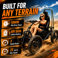 Scooter électrique tout-terrain robuste de 5000 W pour sentiers, fermes et terrains accidentés