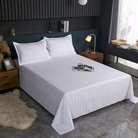 Ensemble de literie personnalisé en coton 100% rayé, qualité hôtelière, avec logo brodé 60s, comprenant drap plat, drap-housse et taies d'oreiller