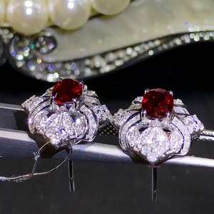 Venta al por mayor de 18K oro piedras preciosas joyería fina de lujo clásico natural rojo rubí pendientes para las mujeres para la boda compromiso cumpleaños - Product Image 5