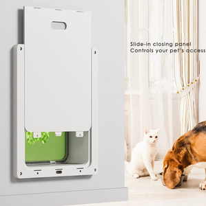 Puerta para Mascotas de Plástico Rectangular para Perros y Gatos con Barrera Aditual, Puerta Bidireccional para Perrera - Product Image 6