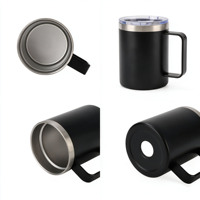 Mug isotherme pliable classique en acier inoxydable à double paroi de 12 oz avec poignée pour le bureau, l'extérieur, le camping et la rentrée scolaire