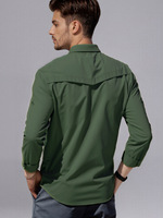 Chemise personnalisée multi-poches tout-terrain ; vêtements de travail de style militaire respirants, hydrofuges et anti-UV, à manches longues et courtes.