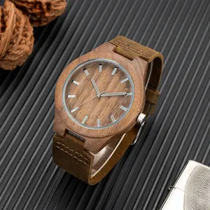 TJW di lusso da uomo orologio in legno 100% legno di legno pazzo cavallo pelle cinturino Seiko movimento Case 45mm 24mm stile Business