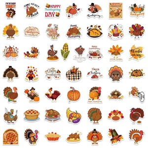 100PCS Thanksgiving Turkey Pumpkin Stickers Waterproof Vinyl Graffiti <b>Decals</b> for DIY Luggage <b>Laptop</b> Refrigerator Party Decor - Product Image 6