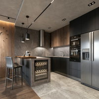 KOJOON Armoire de rangement de cuisine sur mesure pour projet d'appartement australien, ensemble îlot de cuisine, cuisines intégrées modulaires pour maisons préfabriquées