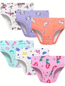 Lot Aléatoire de 6 Culottes pour Filles Coton Doux et Joli Motif Dessin Animé Sous-vêtements Enfants Slips Boxers Fille - Product Image 4
