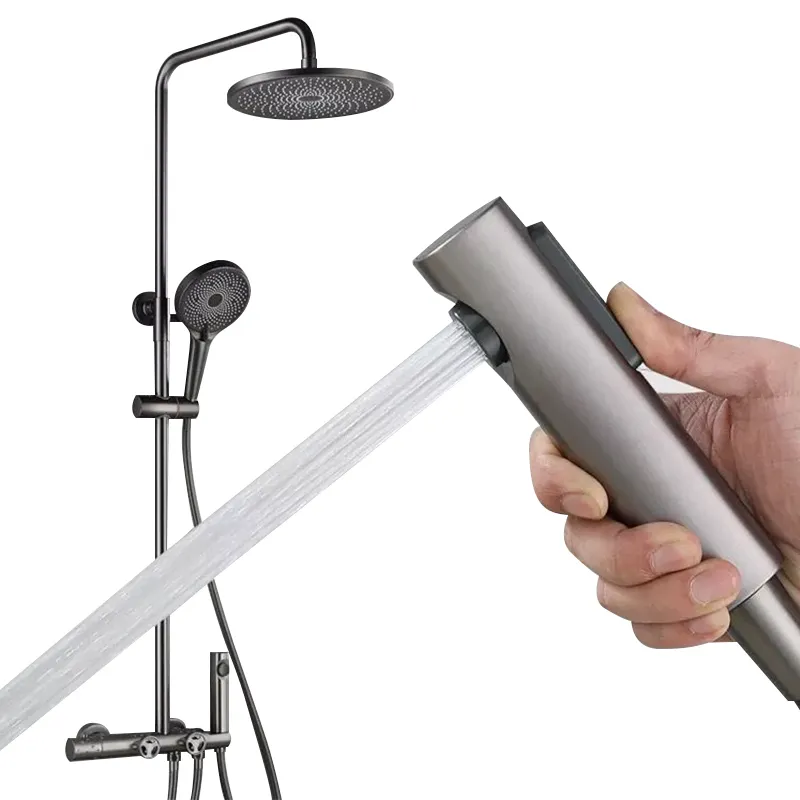 Gun Grey Gold Faucet Bathroom Head