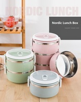 Variation Couche Coloré À Double Paroi En Acier Inoxydable Empilable Bento Boîte À Lunch GC-FH028