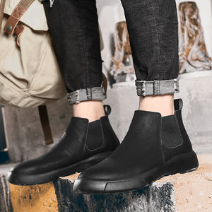 Bottes Chelsea pour hommes en cuir de haute qualité, imperméables, antidérapantes, chaudes, à semelle épaisse, pour hommes - Product Image 5