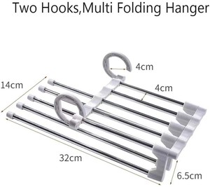 Porte-pantalons multifonctionnel 2021, porte-pantalons pliable, porte-pantalons magique en acier inoxydable, <span class=keywords><strong>multi</strong></span>-niveaux - Product Image 5