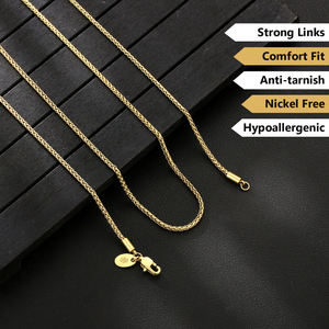 卸売2mm3mmウィートチェーン14Kゴールドメッキキールリンクフラワーバスケットステンレススチールジュエリーペンダントボックスネックレス女性男性用 - Product Image 4