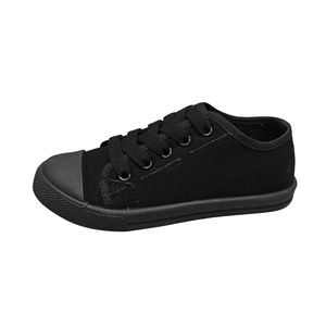 Chaussures d'école en toile noire en PVC plates pour enfants Style de sport à lacets à la mode pour la marche décontractée au printemps hiver été automne - Product Image 1