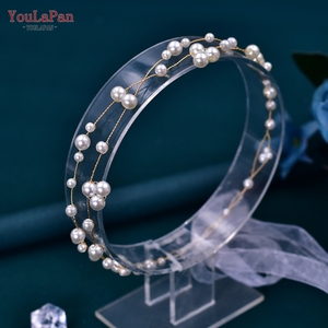 YouLaPan HP36 Chaîne <span class=keywords><strong>de</strong></span> tête exquise faite à la main <span class=keywords><strong>avec</strong></span> perles – <span class=keywords><strong>Couronne</strong></span> florale <span class=keywords><strong>de</strong></span> mariée adaptée aux mariages et aux coiffures quotidiennes - Product Image 1