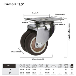 OEM đồ nội thất văn phòng tủ đường kính 2 inch 50mm Kim nhỏ mang Con lăn <span class=keywords><strong>Skate</strong></span> TPR bánh xe nhiệm vụ ánh sáng Caster - Product Image 3